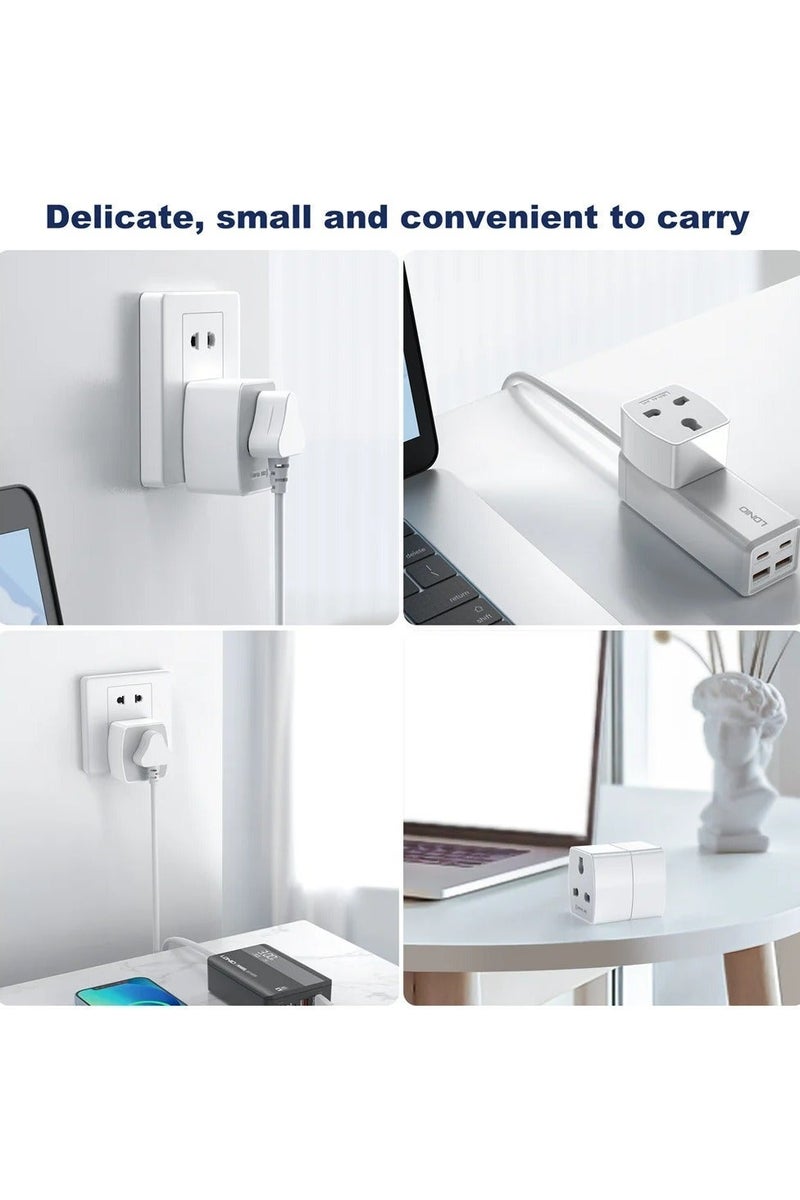 LDNIO Z4 Universal Plug Adapter ABS VO With UK/EU/US/AU Pin & 2 Universal Socket (6A) - White - Image 5
